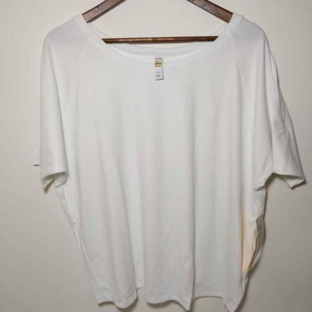 Lole Womens Blouse White Scoop Neck Short Sleeve T